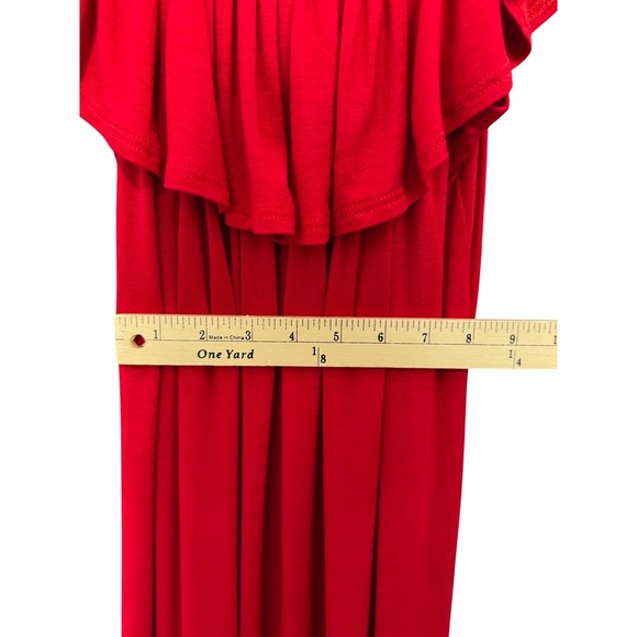 24seven Maxi Dress Women's s Plus Sz 2X Comfort‎ Apparel Red Off Shoulder Ruffle - Picture 8 of 8